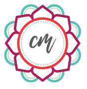 Small CM colour logo on white background