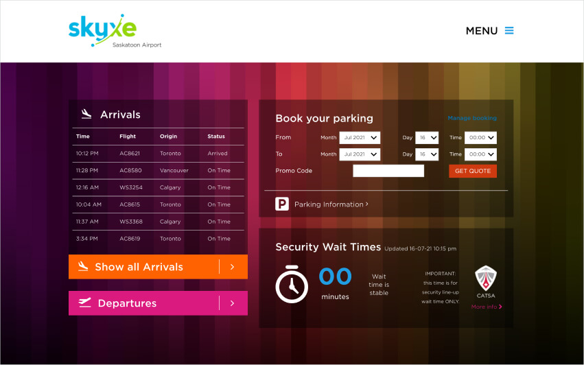 Skyxe airport authority website design