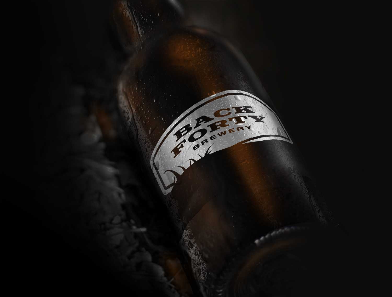 Custom designed logo for Back Forty on a beer bottle