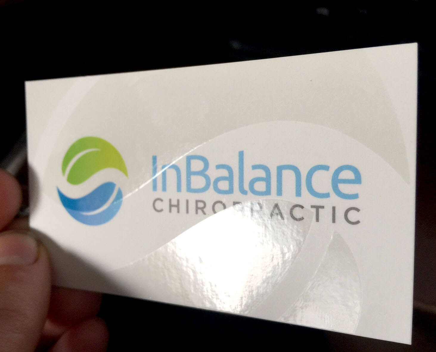 Minimalist business card design for InBalance Chiropractic
