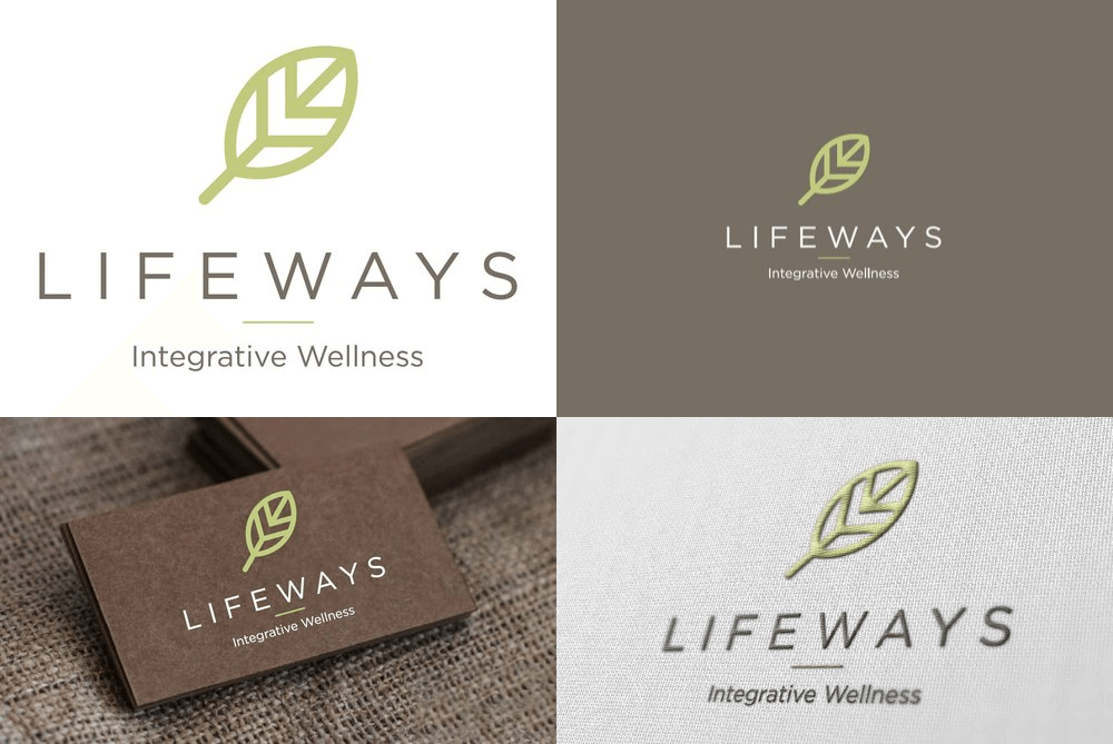A company logo designed for Lifeways that includes an abstract leaf and company name