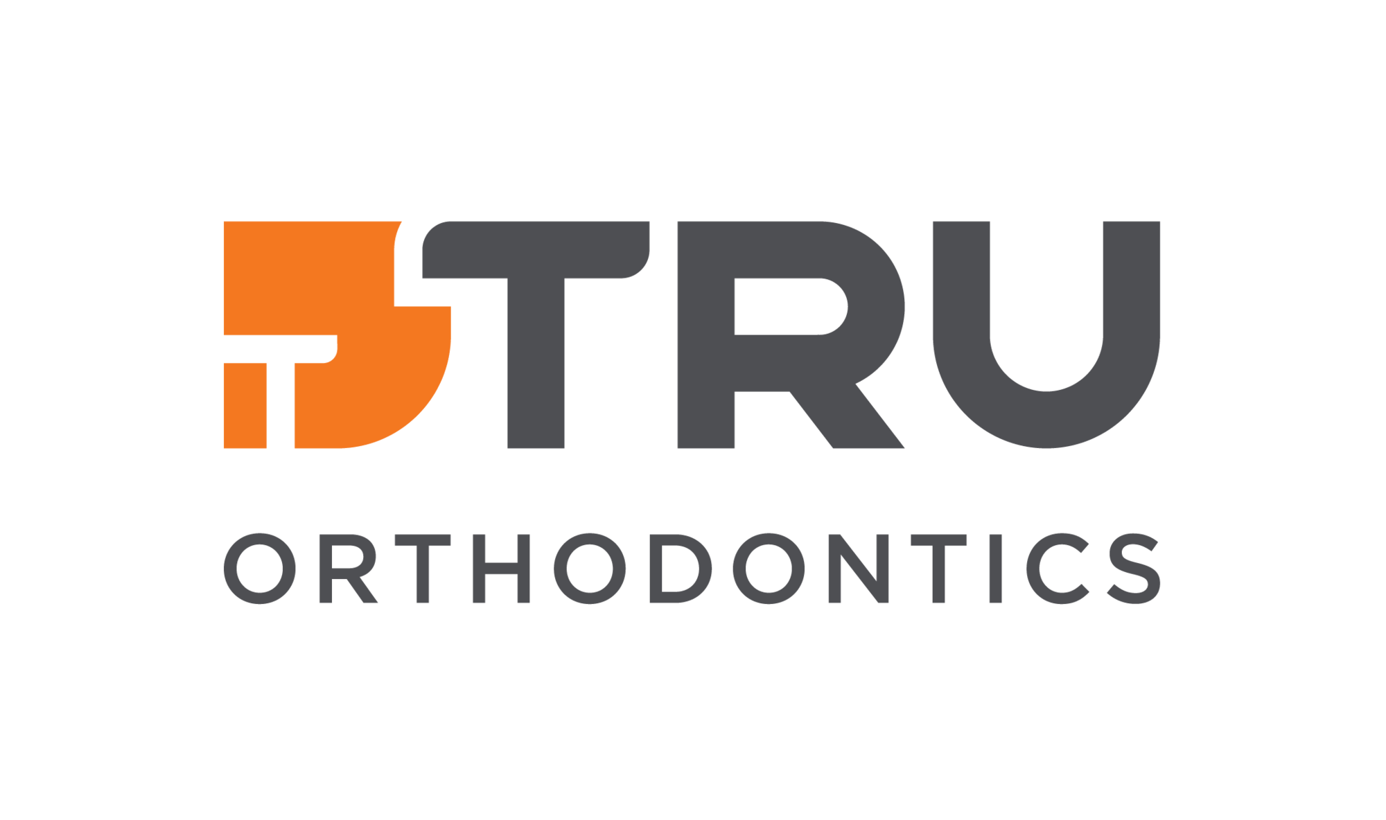 A sharp and modern logo for Tru Orthodontics with simple shapes and colours