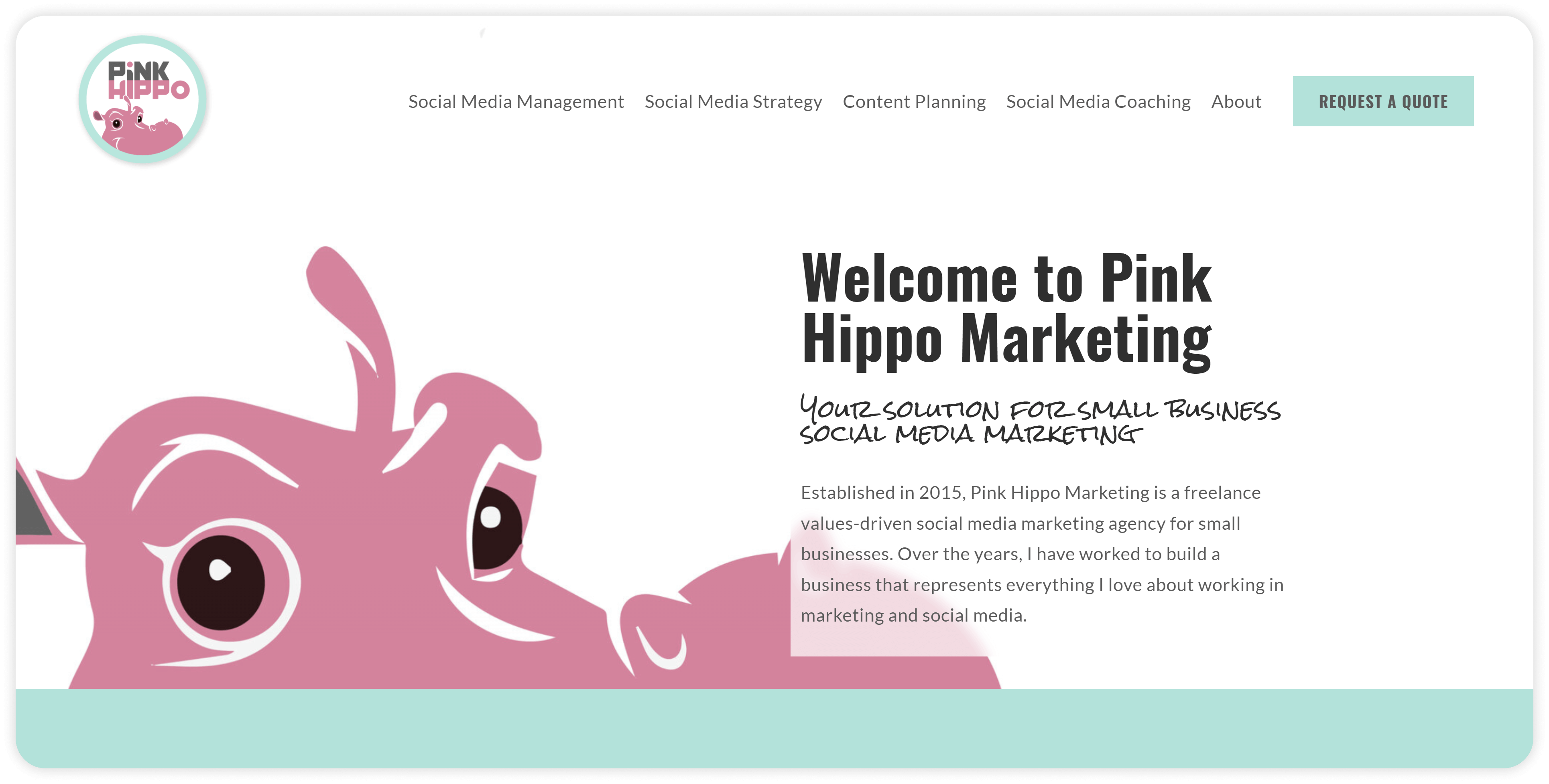 Pink Hippo Marketing Squarespace website