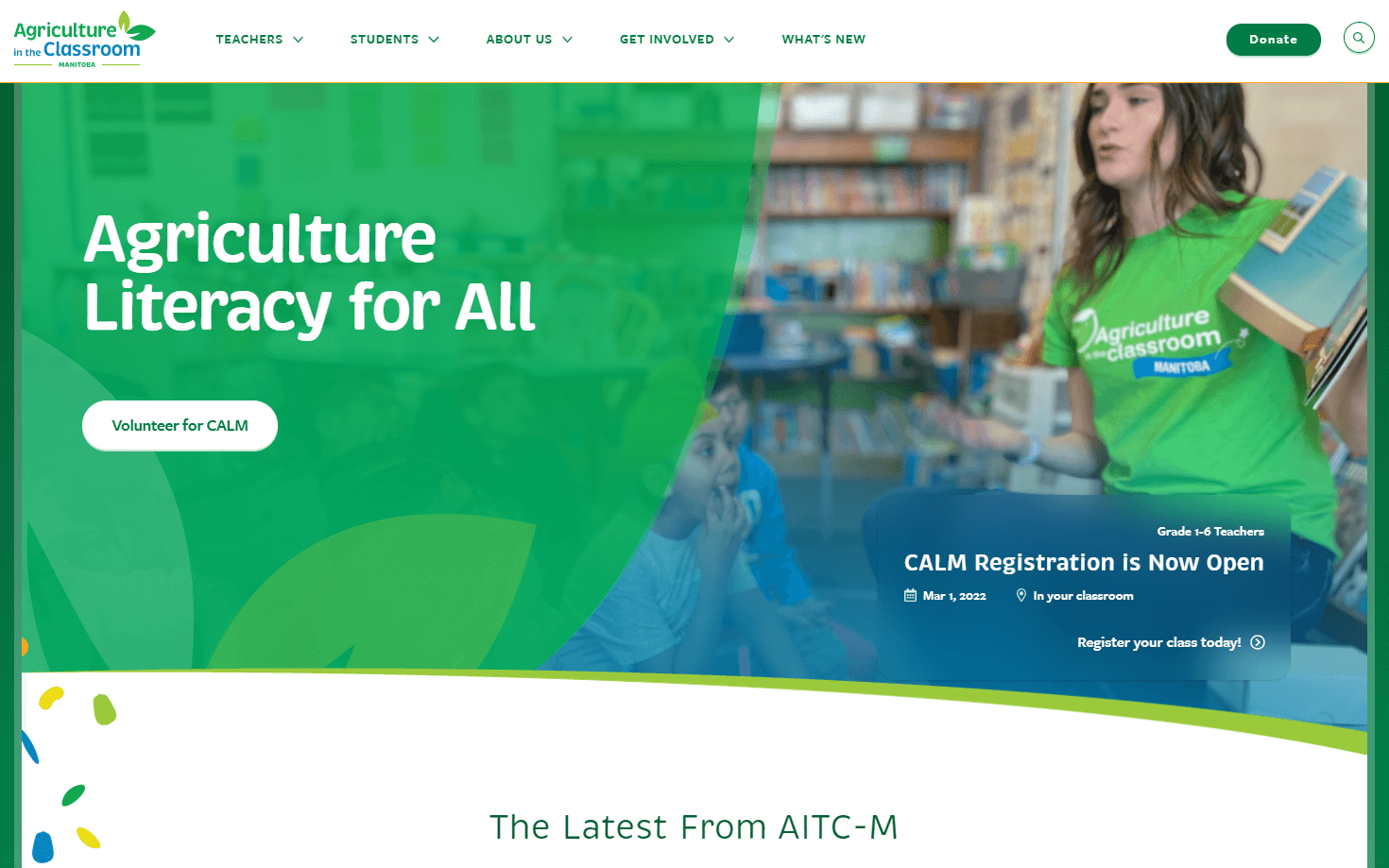 AITC Manitoba Non-profit organization's website landing page