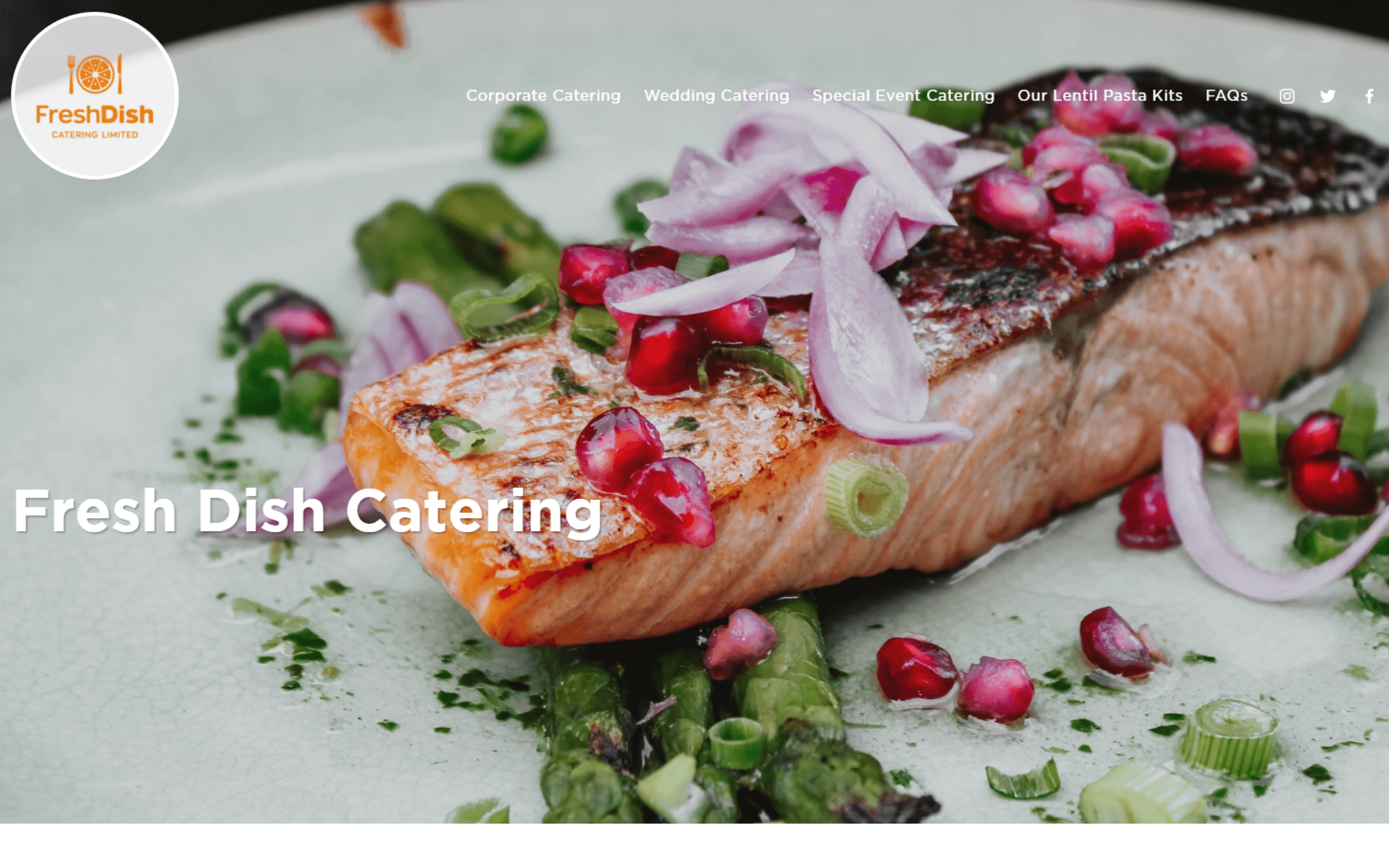 Squarespace website with a custom design - Fresh Dish Catering homepage