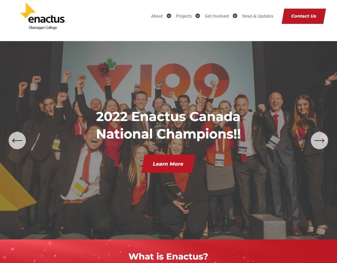 Enactus OC website homepage design