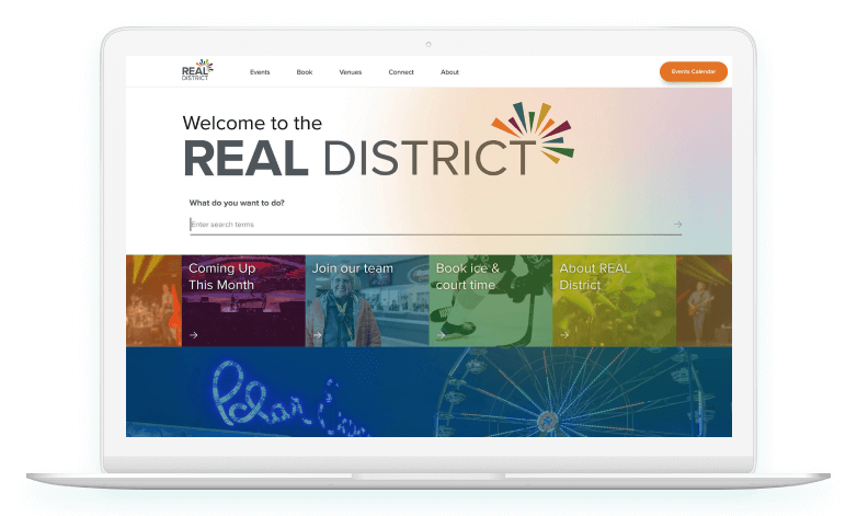 REAL District - Original Homepage Design by Lesia Design & Digital in Vernon, BC