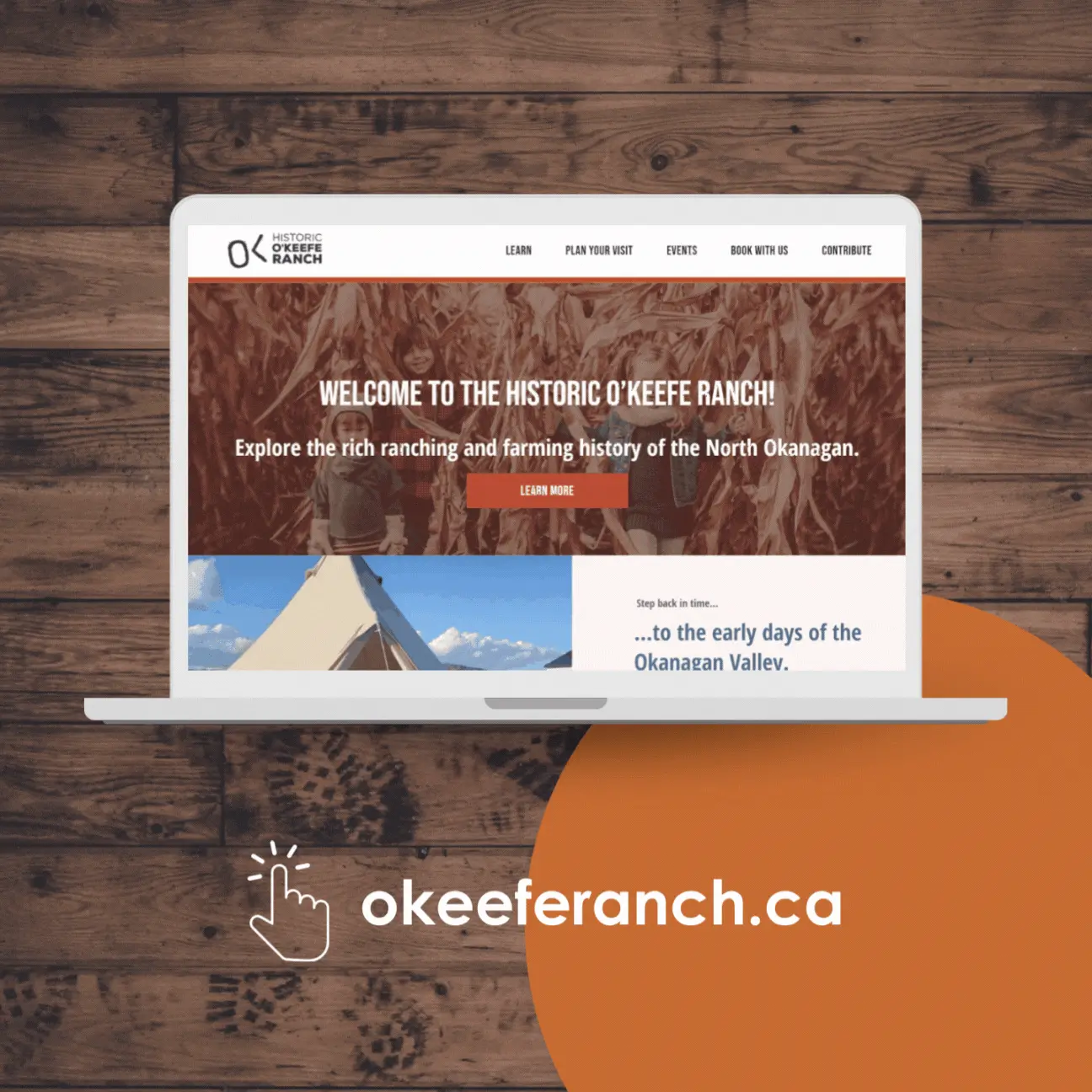 okeefe-compressed Laptop displaying our Squarespace website design for O'Keefe Ranch in Vernon, BC